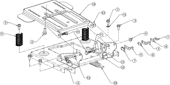 Seat Adjustment Diagram and Parts List for 13AN775S345 2019 Yard Machines Lawn Tractor